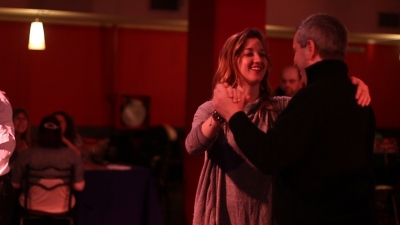 Volunteer Kari dancing tango.